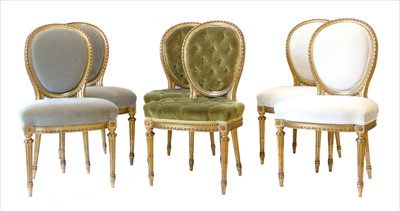 Lot 285 - A set of six early 20th century French dining chairs