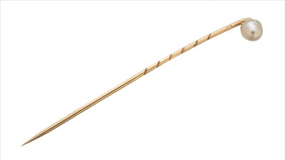 Lot 37 - A natural saltwater pearl stickpin