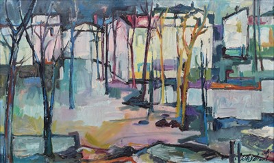 Lot 60 - Richard Weisbrod, "Edge of Town - Winter Morning", oil.