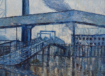 Lot 51 - English School, 20th century, Canal scene, oil.