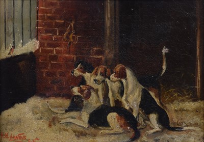 Lot 188 - Herbert St. John Jones (British 1872-1939), Foxhounds, oil.