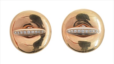 Lot 80 - A pair of Gavello 18ct gold and diamond earrings