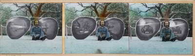 Lot 196 - David Bridge, "Reflections Triptych", mixed media.