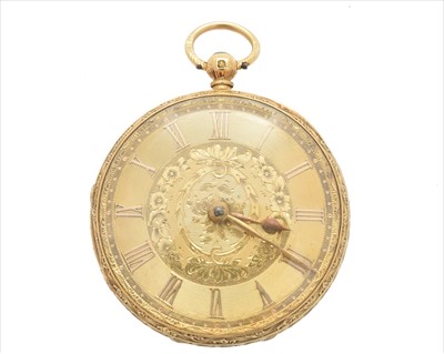Lot 384 - An 18ct gold open face pocket watch