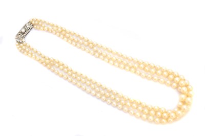 Lot 133 - A cultured pearl and diamond necklace