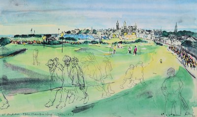 Lot 117 - Harold Riley, "St. Andrews, Open Championship, July 1978", hand embellished print.