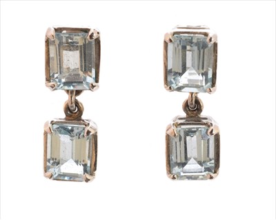 Lot 96 - A pair of aquamarine drop earrings