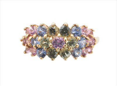 Lot 282 - A 9ct gold sapphire dress ring