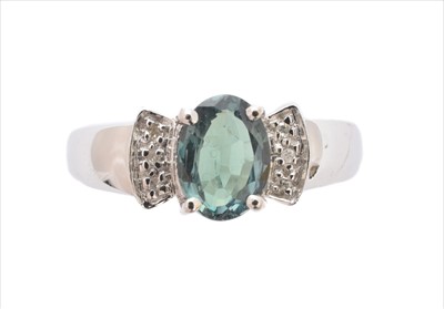 Lot 232 - An 18ct gold synthetic alexandrite and diamond dress ring
