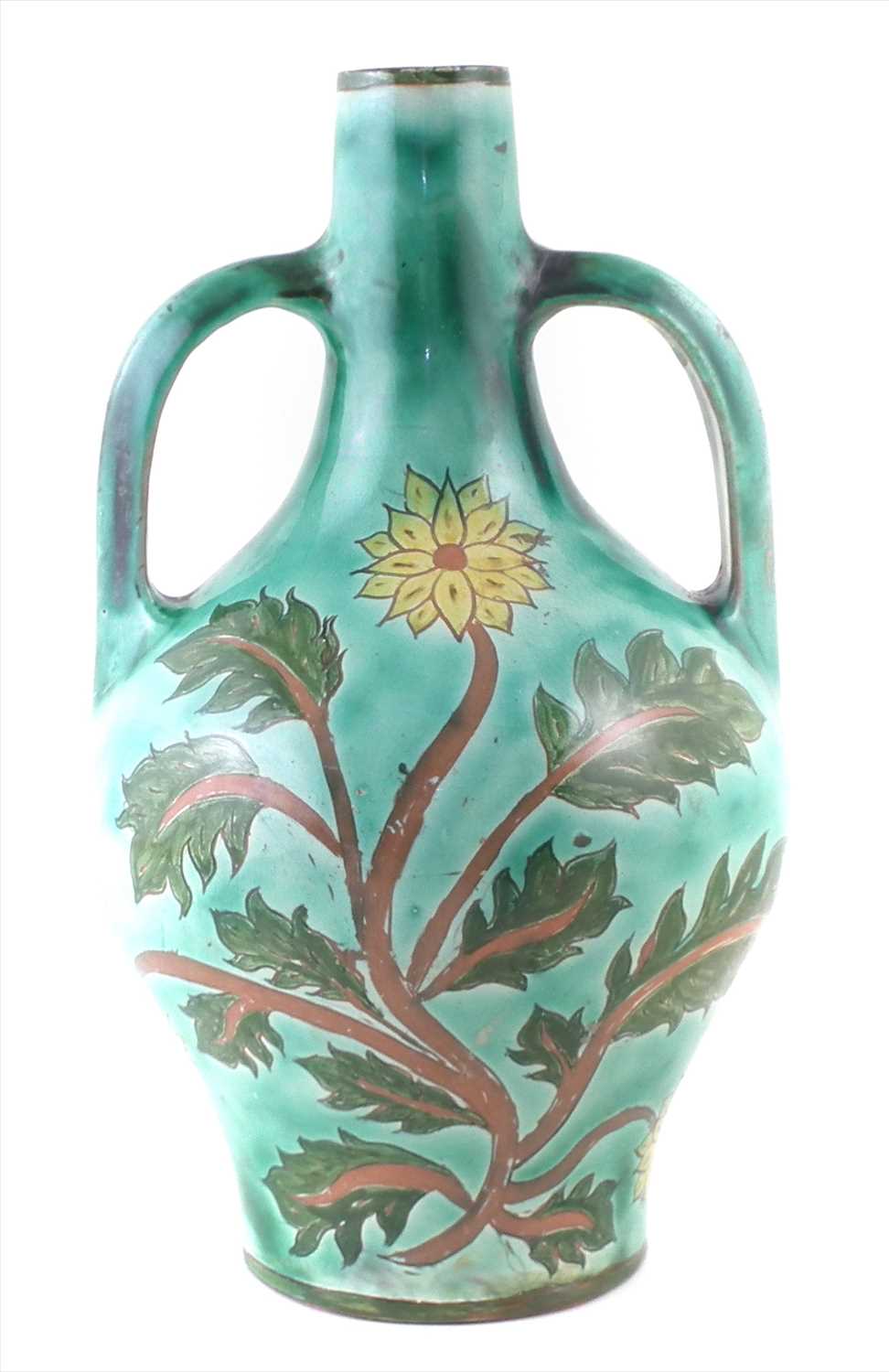 Lot 149 - Della Robbia twin handled vase