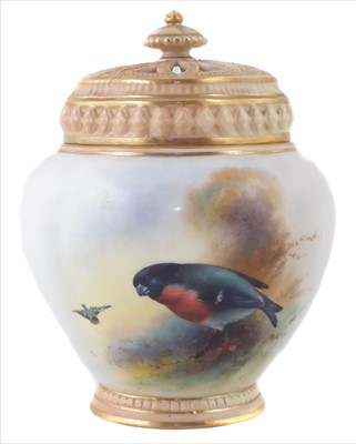 Lot 160 - Royal Worcester pot-pourri signed by Ernest Barker