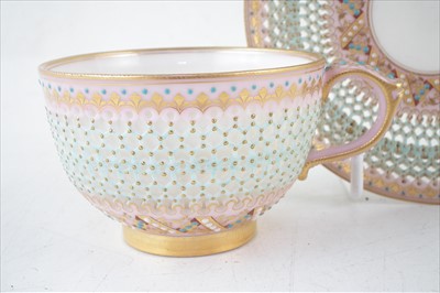 Lot 162 - Royal Worcester reticulated cup and saucer by George Owen