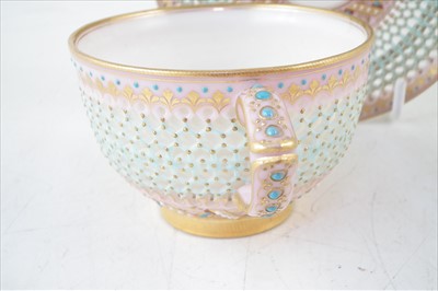 Lot 162 - Royal Worcester reticulated cup and saucer by George Owen