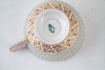 Lot 162 - Royal Worcester reticulated cup and saucer by George Owen