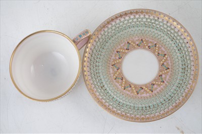 Lot 162 - Royal Worcester reticulated cup and saucer by George Owen