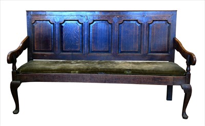 Lot 276 - George III oak settle