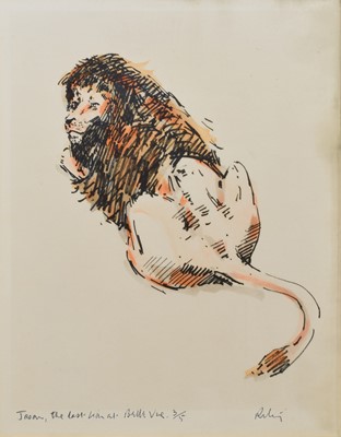 Lot 10 - After Harold Riley, "Jason, the Last Lion at Belle Vue", signed print.
