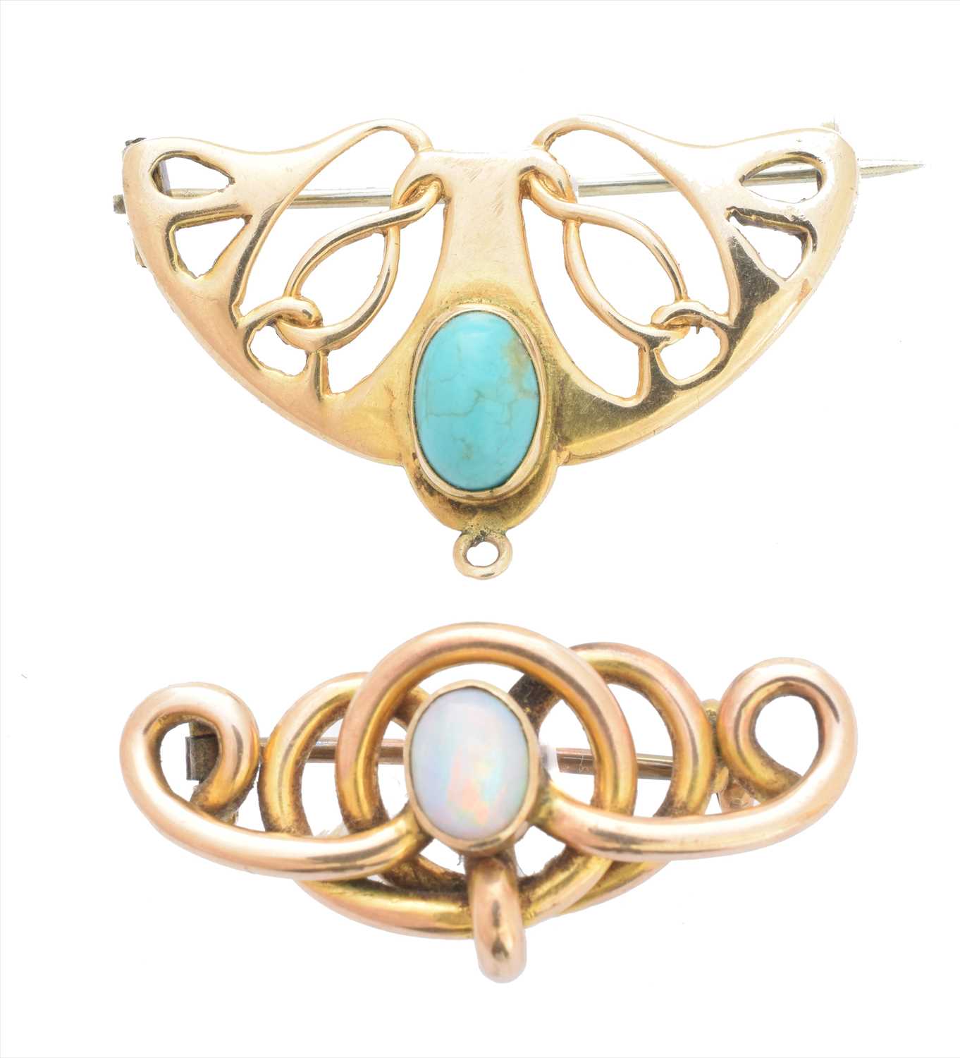 Lot 66 - Two early 20th century gem set brooches