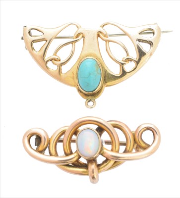 Lot 66 - Two early 20th century gem set brooches