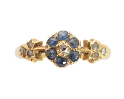 Lot 267 - A late Victorian 18ct sapphire and diamond dress ring