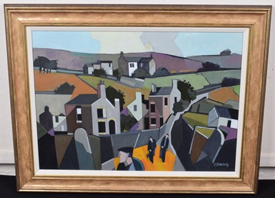 Lot 17 - Peter Stanaway, "Castleshaw Valley", oil.