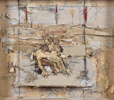Lot 128 - Don McKinlay, The Pieta, mixed media collage.