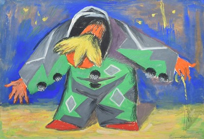 Lot 24 - Emmanuel Levy, "Clown", gouache.