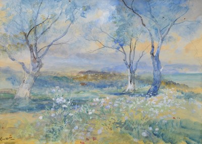 Lot 245 - J. MacWhirter, "Thistles and Olives, Riviera", watercolour.