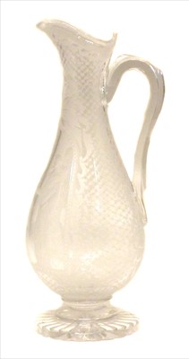 Lot 108 - Engraved glass claret jug
