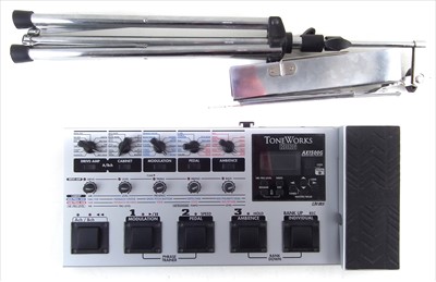 Lot 48 - Korg toneworks AX1500G effects unit with adaptor and a music stand