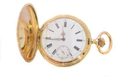 Lot 411 - A 14ct gold full hunter pocket watch