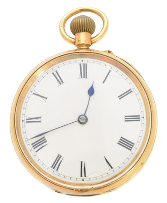 Lot 420 - An Edwardian 18ct gold open face pocket watch