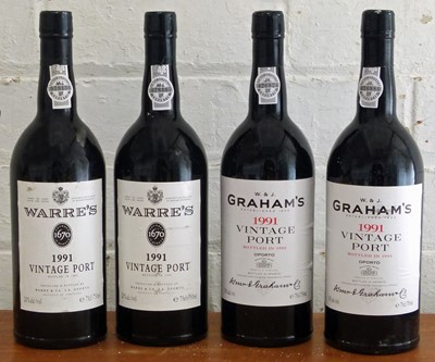 Lot 30 - 4 Bottles Mixed Lot 1991 Vintage Port – Graham’s and Warre’s