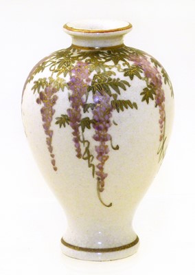 Lot 144 - Japanese satsuma vase decorated with blossoms, Meiji Period 7.5cm high