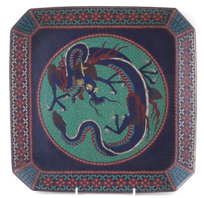 Lot 124 - Cloisonne square shape footed dish