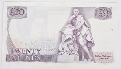 Lot 37 - Elizabeth II, Series "D" Pictorial Twenty Pounds Error Banknote, EF.