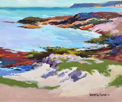 Lot 38 - Donald McIntyre, "Red Boat, Iona", acrylic.