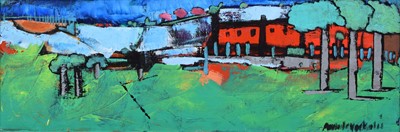 Lot 45 - Amrik Varkalis, "Three Trees", acrylic.