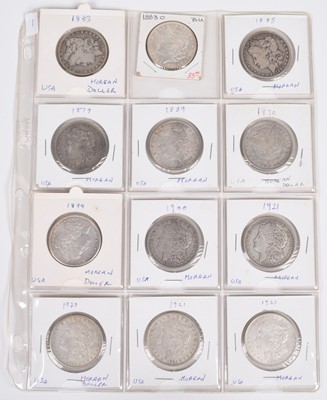 Lot 5 - One sheet of silver Morgan Dollars 1883-1921 (12).