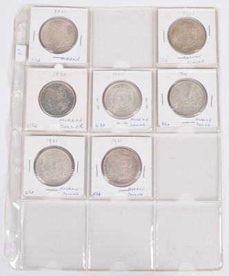 Lot 6 - One sheet of silver Morgan Dollars all 1921 (7).