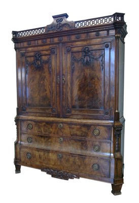 Lot 382 - George III figured mahogany press cupboard