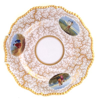 Lot 174 - Flight Barr and Barr plate circa 1820 painted with country folk