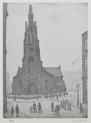 Lot 120 - After L.S. Lowry, "St. Simon's Church, Salford", signed print.
