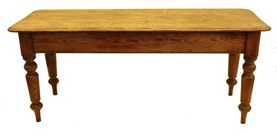 Lot 195 - Victorian pitch pine kitchen table.