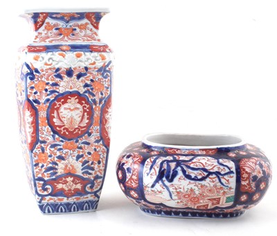 Lot 159 - Japanese square section vase, and an oblong planter