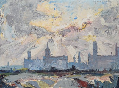 Lot 102 - A.J. Corfield, "Failsworth and Newton Heath, Manchester", oil.