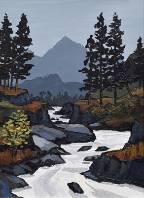 Lot 66 - David Barnes (British 1943-), "In the Llugwy Valley", oil.
