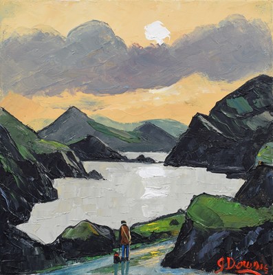 Lot 69 - James Downie (British 1949-), "The Lake", oil.