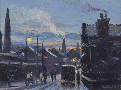 Lot 75 - Reg Gardner (British 1948-), "Morning Shift (Newton Heath Area)", oil.