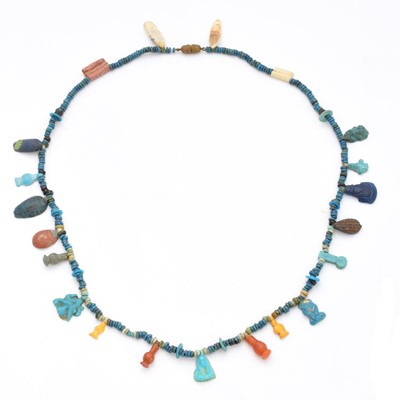Lot 99 - An Egyptian style faience bead necklace